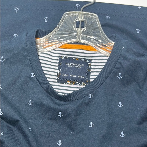 Cactus Blue Short Sleeve Tee with Subtle Pattern - Picture 2 of 3